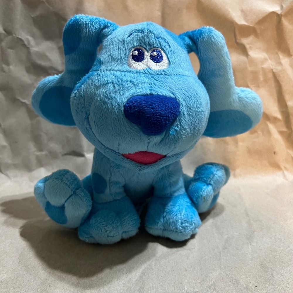 Nickelodeon 7in Blues Clues & You Blue Plush Dog Blue Spotted Stuffed Animal
